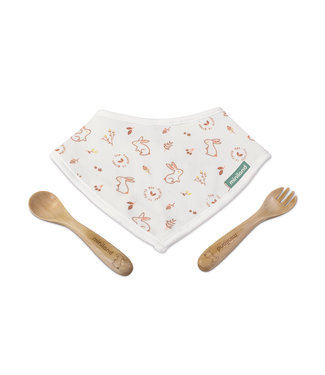 Miniland Miniland - SLAB + BESTEK KONIJN on-the-go, hout en katoen, vaatwasmachinebestendig