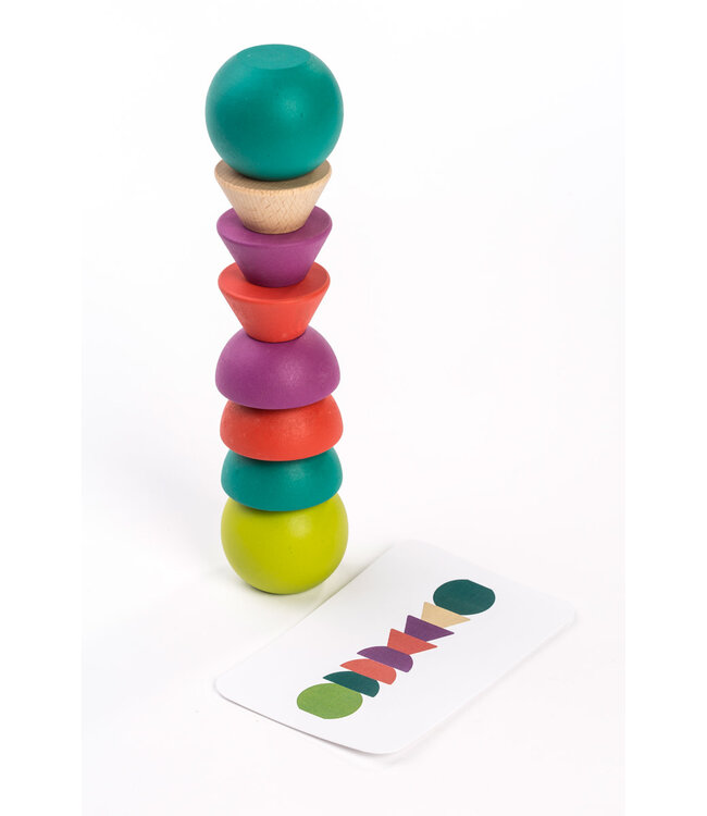 Miniland Miniland - STAPELBLOKKEN diam.4,5cm, 30-delig, met voorbeeldkaarten, in hout, doos  15x22x9cm, 3+