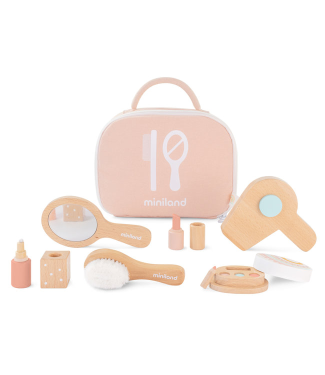 Miniland Miniland - BEAUTYCASE 23cm, in hout, 6-delig, 3+