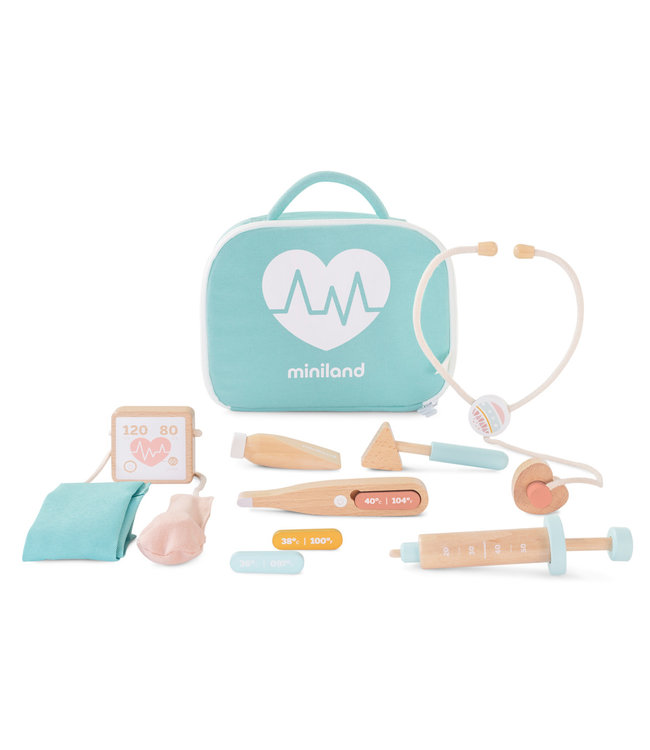 Miniland Miniland - DOKTERSTASJE 23cm, in hout, 9-delig, 3+