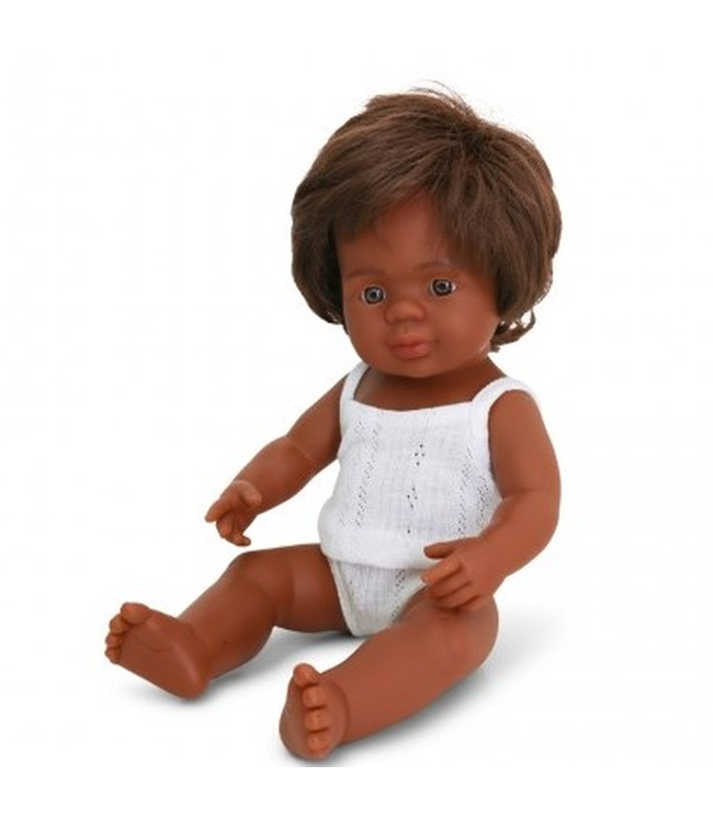 Miniland Miniland - POP AUSTRALISCH ABORIGINAL 38cm, met vanillegeur, waterdicht,  anatomisch correct, in vinyl, in geschenkdoos. Made in ES, 10m+