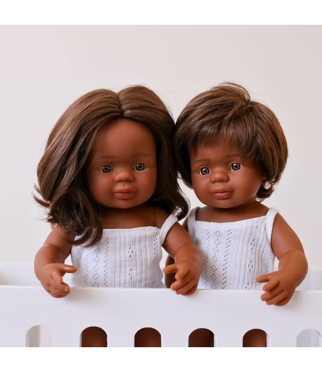 Miniland Miniland - POP AUSTRALISCH ABORIGINAL 38cm, met vanillegeur, waterdicht,  anatomisch correct, in vinyl, in geschenkdoos. Made in ES, 10m+