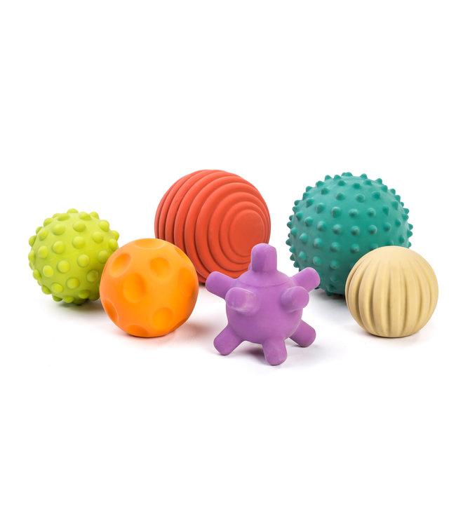 Miniland Miniland - RUBBER BALLEN diam.7cm, zintuiglijke ballen van natuurlijk rubber, 6 stuks, doos 15x22x9cm, 0+