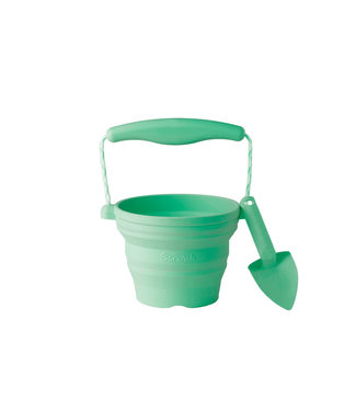 Scrunch Scrunch - PLOOIBAAR EMMERTJE met SCHOPJE munt 14x12,5x3cm, handvaten met touw, opvouwbaar, 100% siliconen, recycleerbaar, 12m+