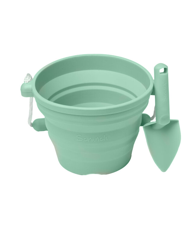 Scrunch Scrunch - PLOOIBAAR EMMERTJE met SCHOPJE munt 14x12,5x3cm, handvaten met touw, opvouwbaar, 100% siliconen, recycleerbaar, 12m+