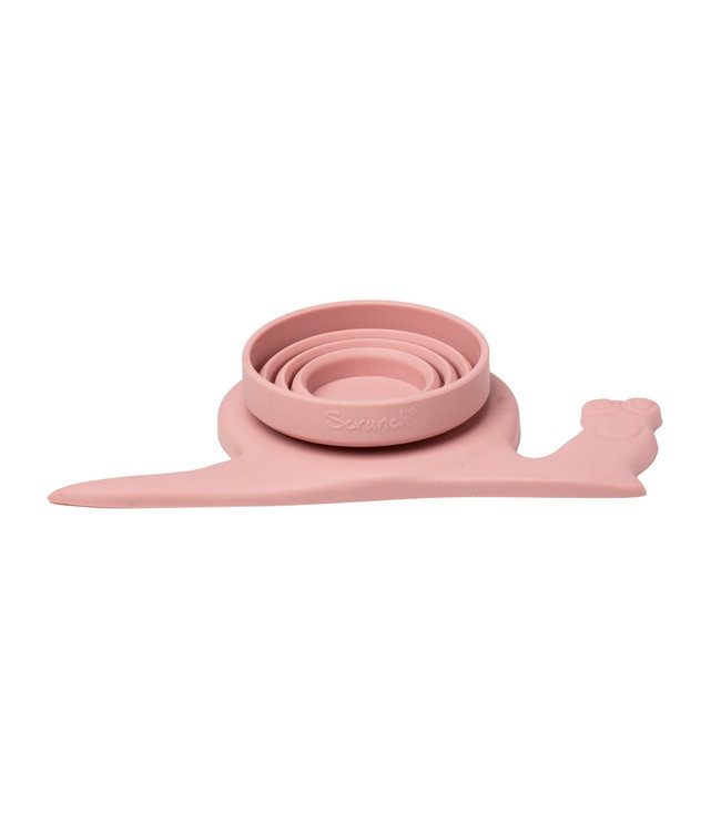Scrunch Scrunch - REGENWATERMETER met SLAK oud roze 21x11x3,5-8,5cm, 100% siliconen, recycleerbaar, 12m+