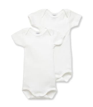 Petit Bateau Petit Bateau - Omslag Body Met Korte Mouw 2 Pack - Wit