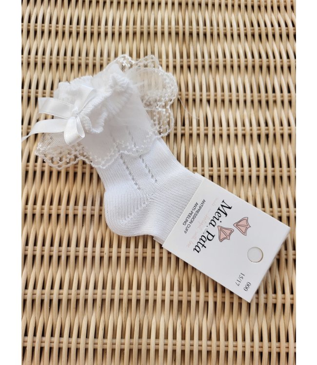 Meia Pata Meia Pata - Kniekousen Wit Met Satijnen Strik En Tule