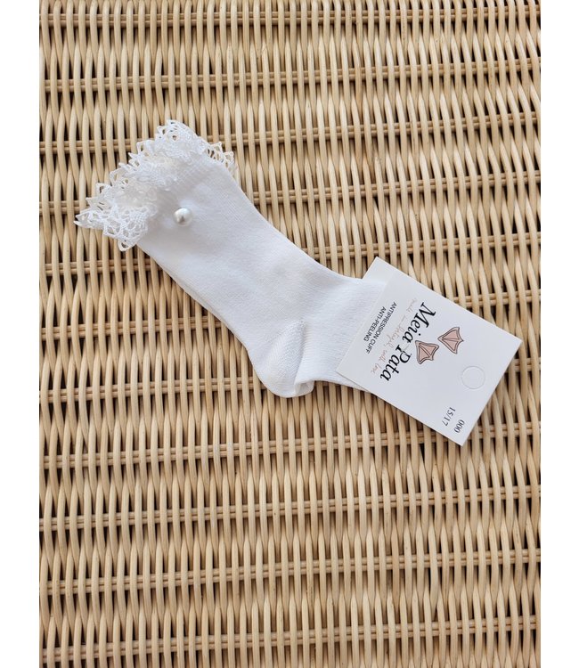 Meia Pata Meia Pata - Kniekousen Wit Met Parel En Tule