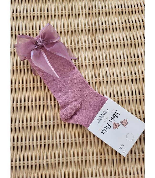 Meia Pata Meia Pata - Kniekousen Oud Roze - Tule En Satijn Strik