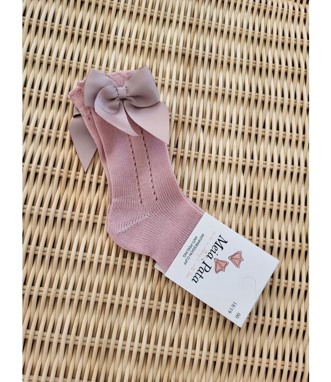 Meia Pata Meia Pata - Kniekousen Roze Met Satijnen Strik Zijkant