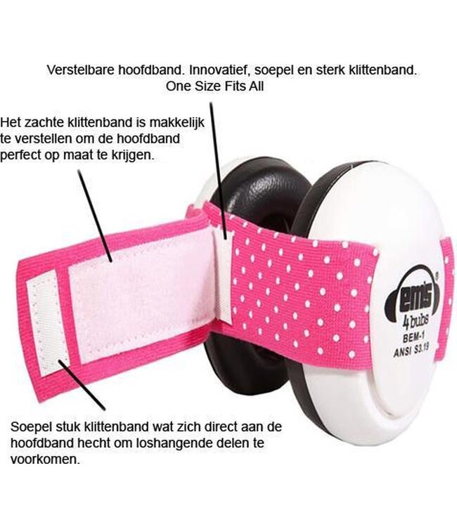 Em's For Kids Em's for Kids - Baby Gehoorbeschermers Black/ Pink White 0-18 m