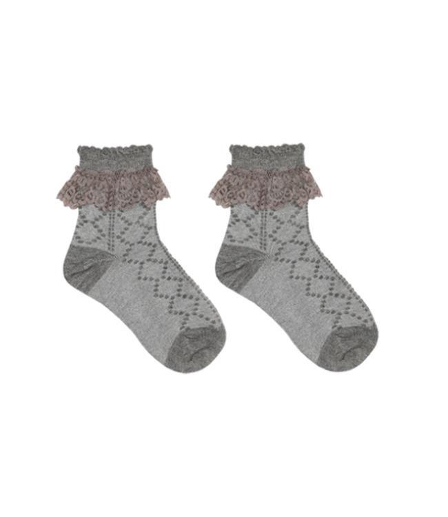 House Of Jamie - Ankle Socks Pelerine - Stone & Lace