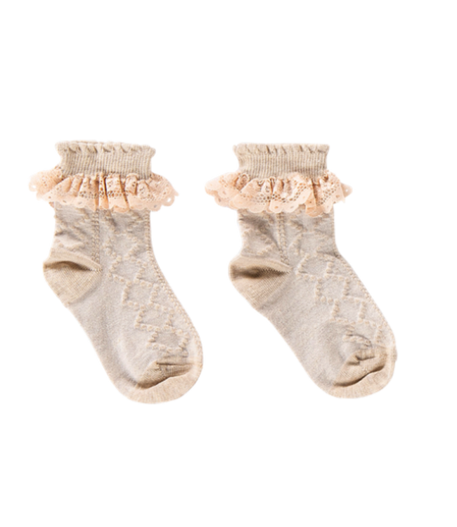 House Of Jamie - Ankle Socks Pelerine - Oatmeal & Lace