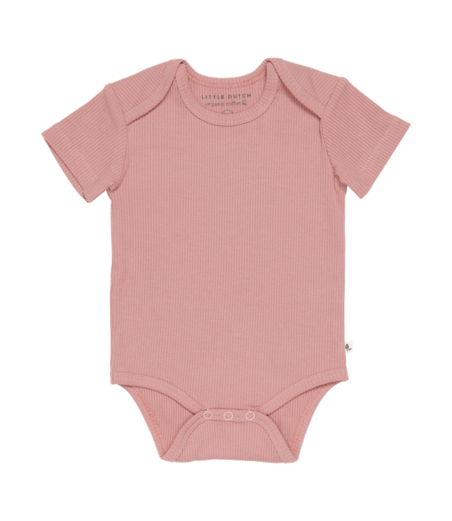 Little Dutch Little Dutch - Romper korte mouw Rib Vintage Pink
