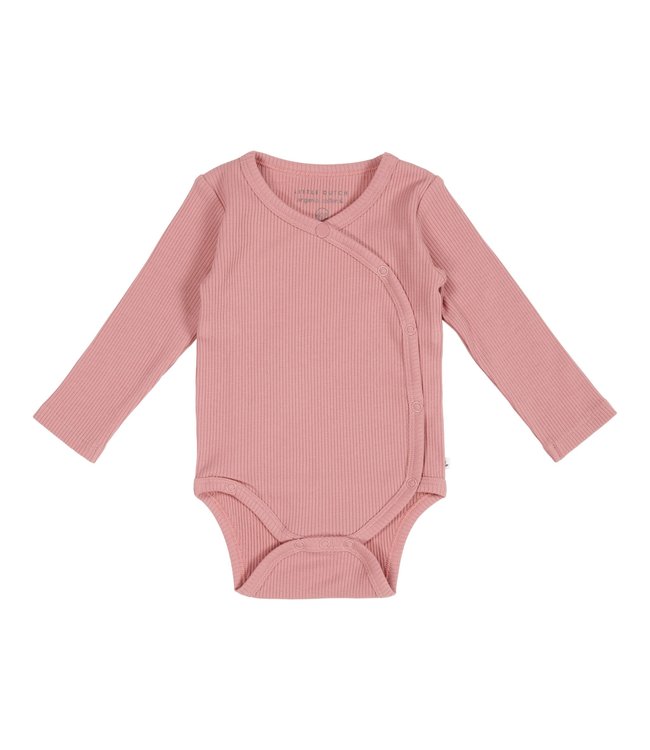 Little Dutch Little Dutch - Romper overslag lange mouw Rib Vintage Pink