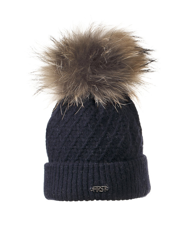 First First - Han Knitted Bonnet Fur Ponpon