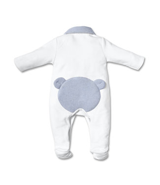 First First - BJORN Rompersuit Teddy Backside - White Blauw