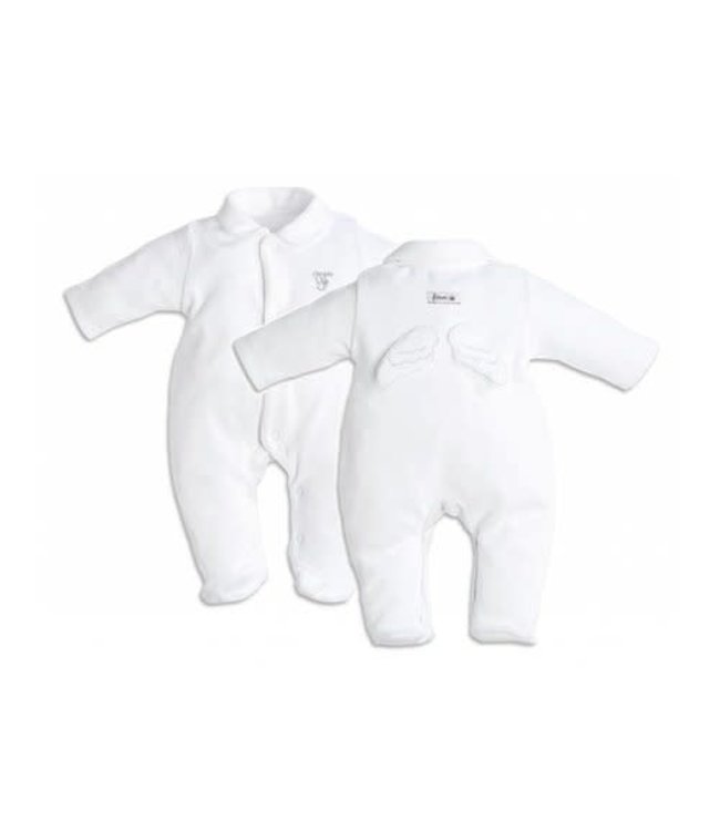 First First - Endless Grey - Combi in witte jersey met engel vleugels