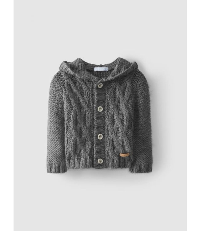 Laranjinha Laranjinha - Knit Coat With Hood - Anthracite