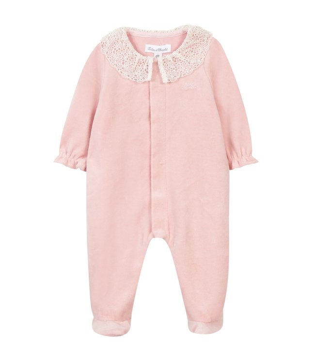 Tartine et Chocolat Tartine Et Chocolat - Babypakje Met Broderie Kraag - Velours Roze