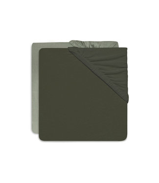 Jollein Jollein - Hoeslaken Jersey 60x120cm Ash Green/Leaf Green - 2 Stuks