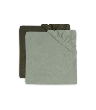 Jollein Jollein - Aankleedkussenhoes Badstof 50x70cm - Ash Green/Leaf Green - 2 Stuks