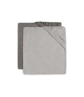 Jollein Jollein - Aankleedkussenhoes Badstof 50x70cm - Soft Grey/Storm Grey - 2 Stuks