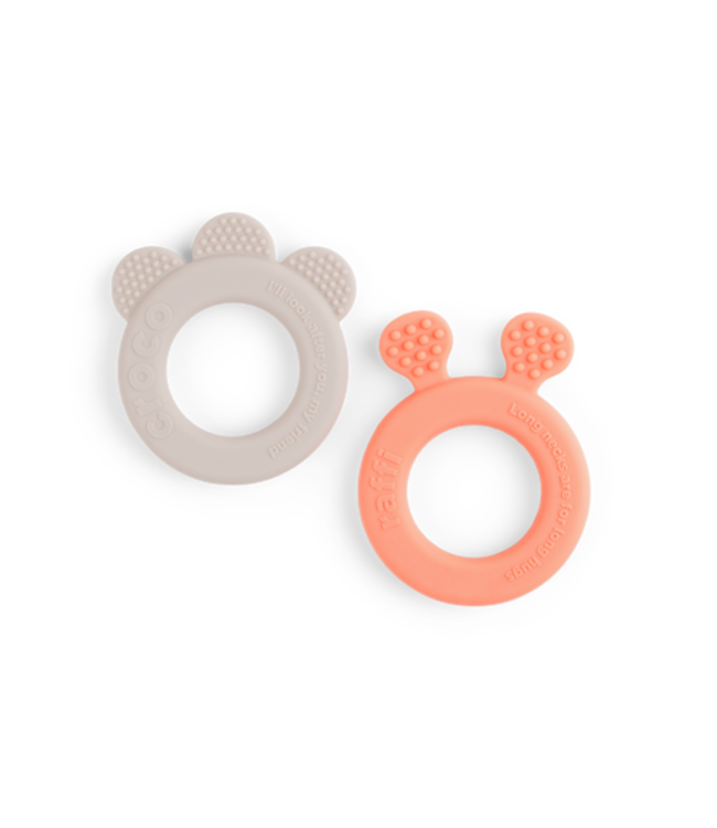 Done by Deer Done by Deer - Teether 2-pack Deer friends Sand/Coral