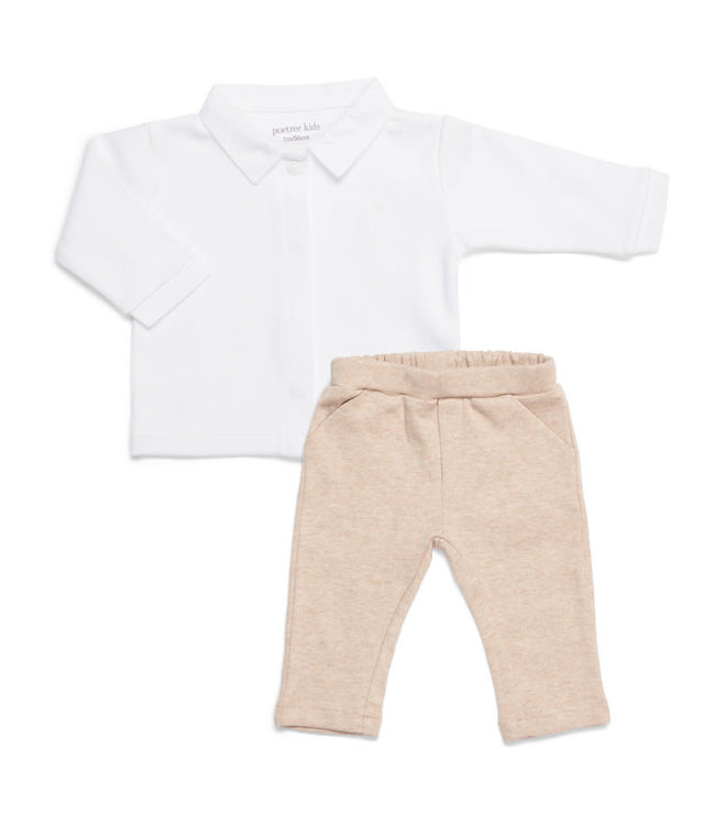Poetree Kids Poetree Kids - 2 Delige Baby Set - Camel/Wihte