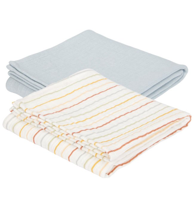 Little Dutch Swaddle doeken 70 x 70 Vintage Sunny Stripes/Pure Soft Blue