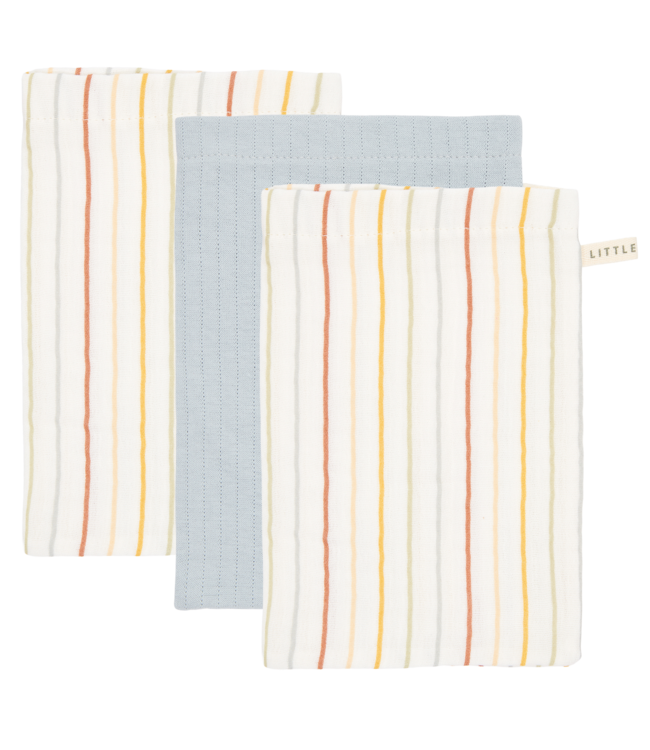 Little Dutch Washandjes set Vintage Sunny Stripes/Pure Soft Blue
