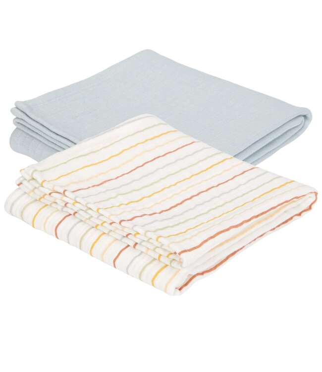 Little Dutch Swaddle doeken 70 x 70 Vintage Sunny Stripes/Pure Soft Blue