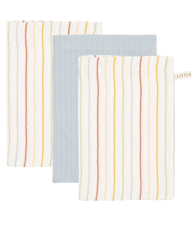 Little Dutch Washandjes set Vintage Sunny Stripes/Pure Soft Blue