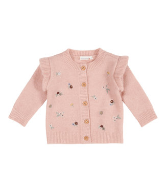 Little Dutch Little Dutch - Gebreid vestje met borduursels Soft Pink