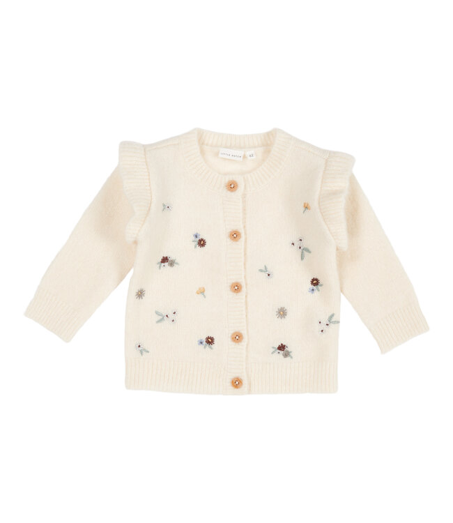 Little Dutch Little Dutch - Gebreid vestje met borduursels Soft White
