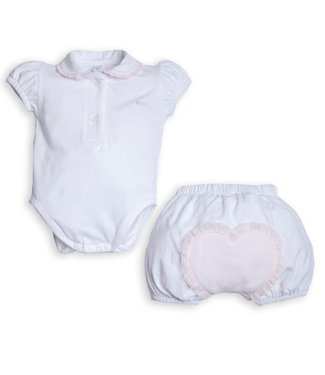 First First - G Set Body & Bloomer Hart Froufrou - White/Pink