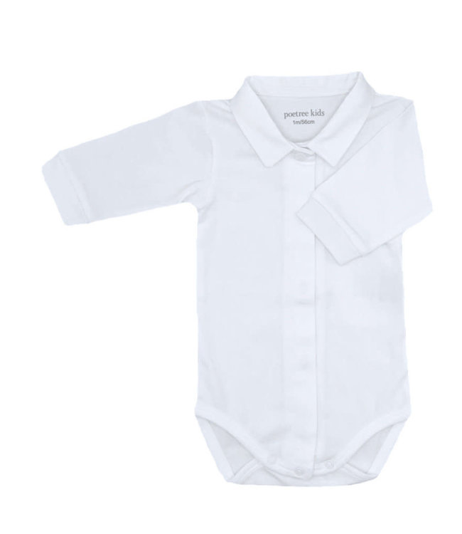 Poetree Kids Poetree Kids - Lange Mouw Body Met Poplin Kraag - Wit
