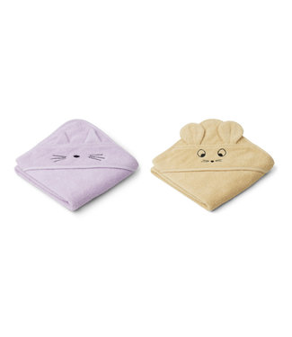 Liewood Liewood - Albert hooded towel 2-pack - Light Lavender Multi Mix