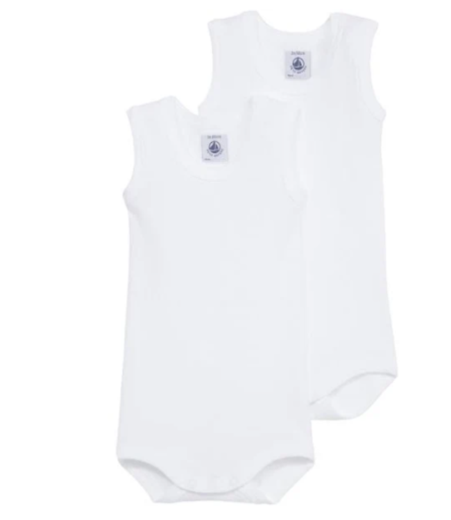 Petit Bateau Petit Bateau - Body's 2 Pack - Zonder Mouw - Wit