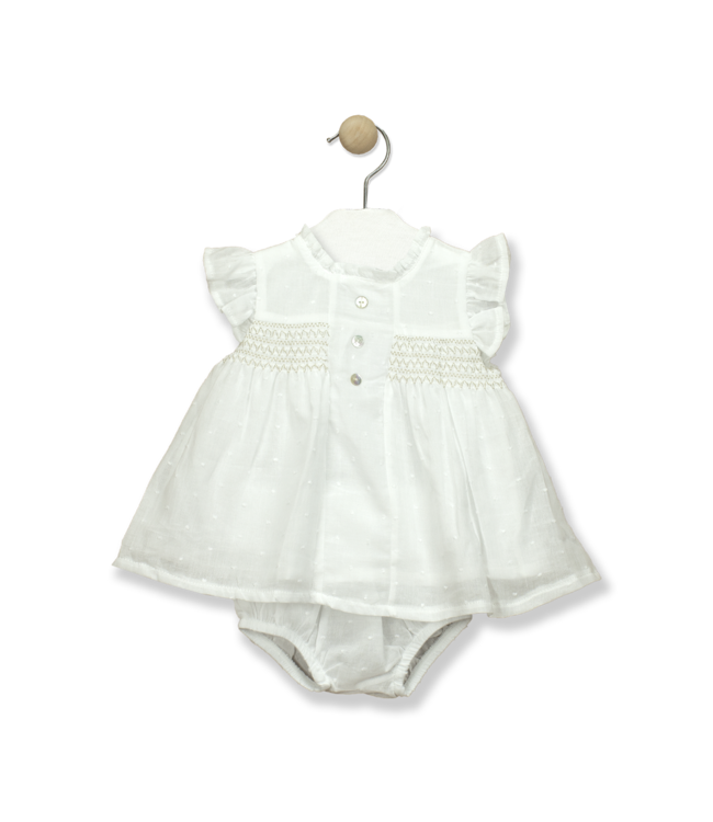 Babidu Babidu - Jurk Met Frul Mouw - Wit