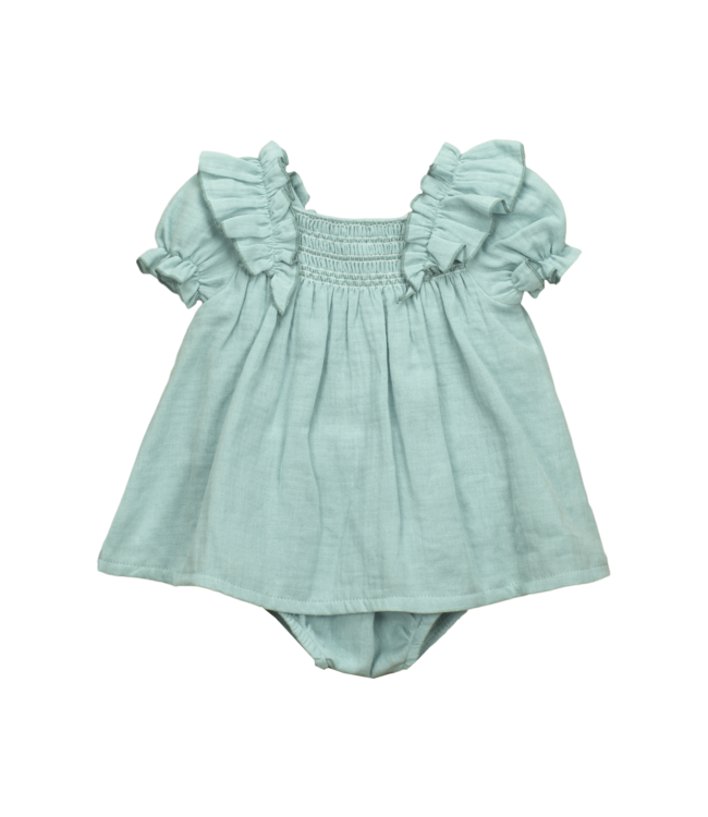 Babidu Babidu - Jurk Met Pofmouw + Bloomer - Groen