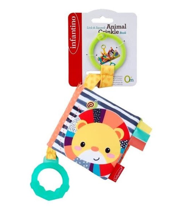 Infantino Infantino - Soft - Link & Squeak Animal Crinkle Book
