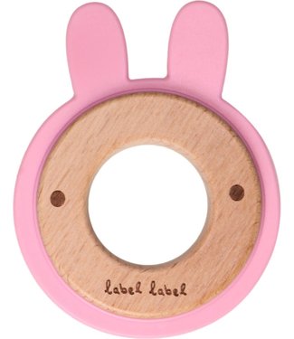 Label Label Label Label - Teether Wood & Silicone - Rabbit Head - Pink