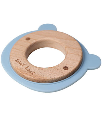 Label Label Label Label - Teether Wood & Silicone - Bear Head - Blue