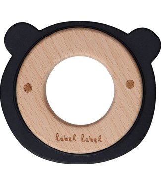 Label Label Label Label - Teether Wood & Silicone - Bear Head - Black