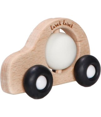 Label Label Label Label - Teether Toy Wood & Silicone - Car - Black & White
