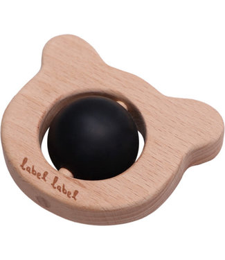 Label Label Label Label - Teether Toy Wood & Silicone - Bear Head - Black