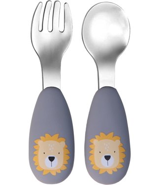 Tryco Tryco - Silicone - Stainless spoon & fork -  Lion Dusty Blue