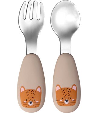 Tryco Tryco - Silicone - Stainless spoon & fork - Leopard Sand